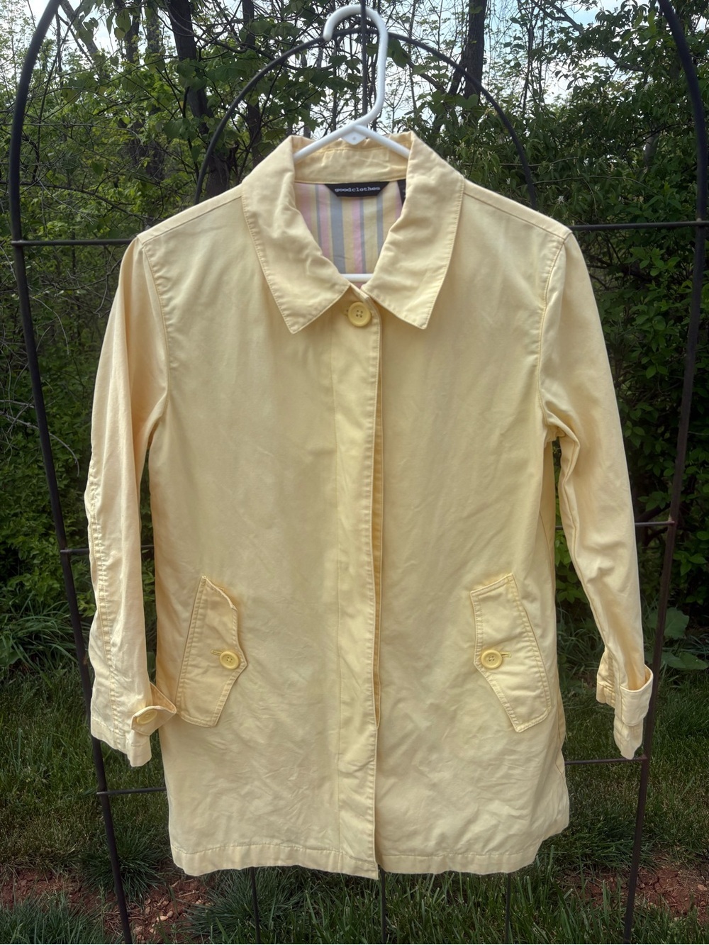 Goodclothes Pale Yellow Women's Small Lightweight Trench Coat Spring Striped